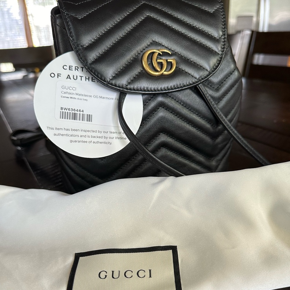 GUCCI Calfskin Matelasse GG Marmont Flap Backpack